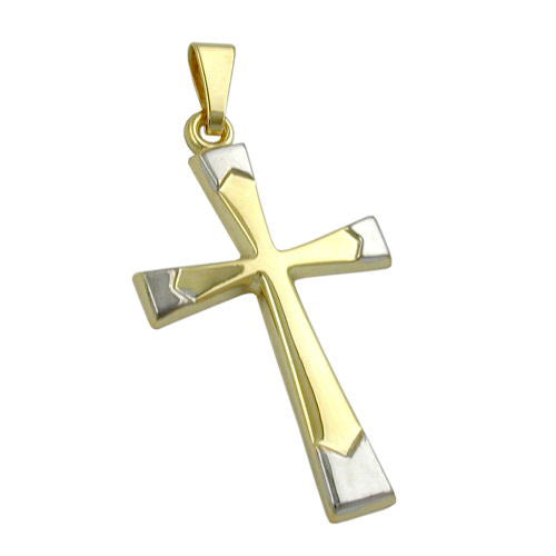 Anhänger Kreuz bicolor Gold 375