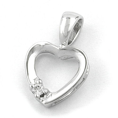 Anhänger Herz mit Diamant 14Kt Weißgold