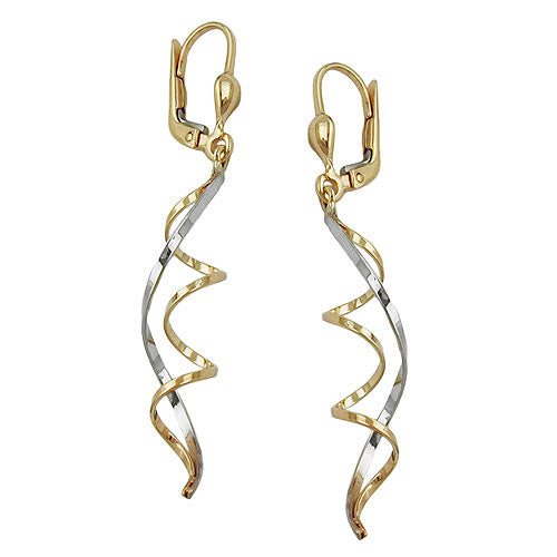 Ohrringe Brisur 2 Spiralen bicolor Gold 375