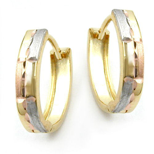 Creolen tricolor diamantiert Gold 375