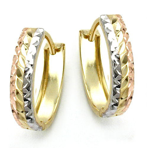 Creolen tricolor diamantiert Gold 375