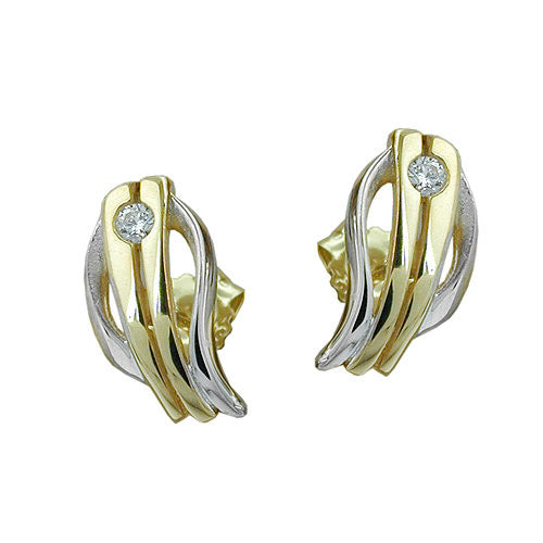 Ohrstecker bicolor Zirkonia Gold 333