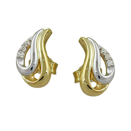 Ohrstecker bicolor Zirkonia Gold 333