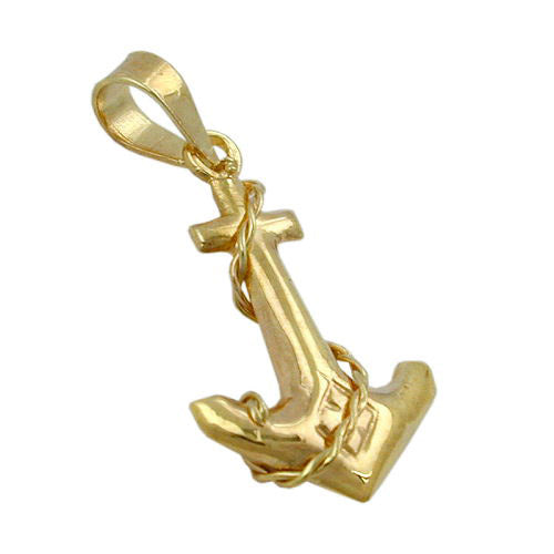 Anhänger Anker mit Tau/Kordel Gold 375
