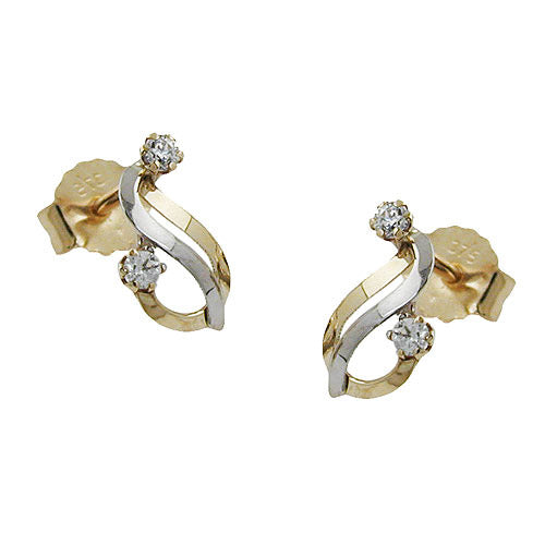 Ohrstecker bicolor Zirkonia Gold 375