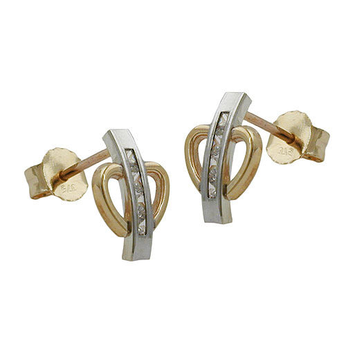 Ohrstecker bicolor Zirkonia Gold 375