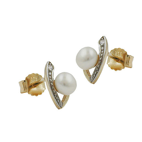 Ohrstecker bicolor Zirkonia Gold 375