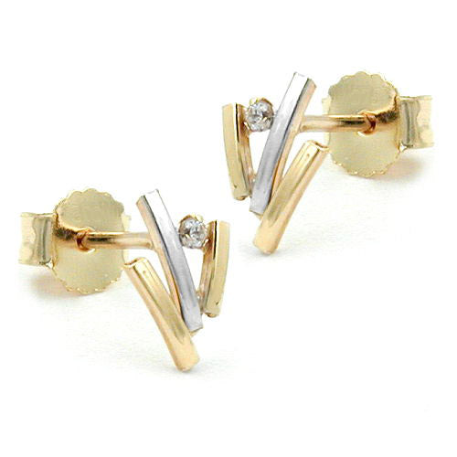 Ohrstecker bicolor Zirkonia Gold 375