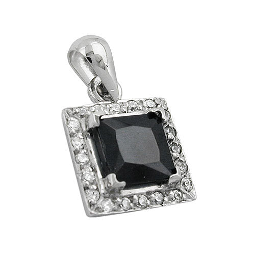 Anhänger schwarzer Stein 9Kt Weißgold