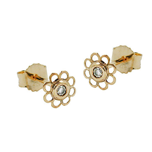 Ohrstecker Blume Zirkonia Gold 375