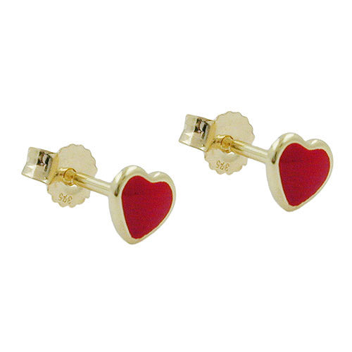 Ohrstecker kleines Herz rot Gold 375