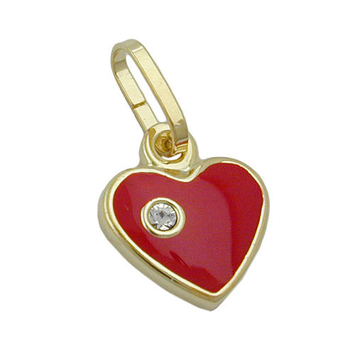 Anhänger Herz rot mit Zirkonia Gold 375