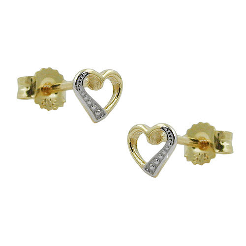 Ohrstecker Herz mit Rand bicolor Gold 375