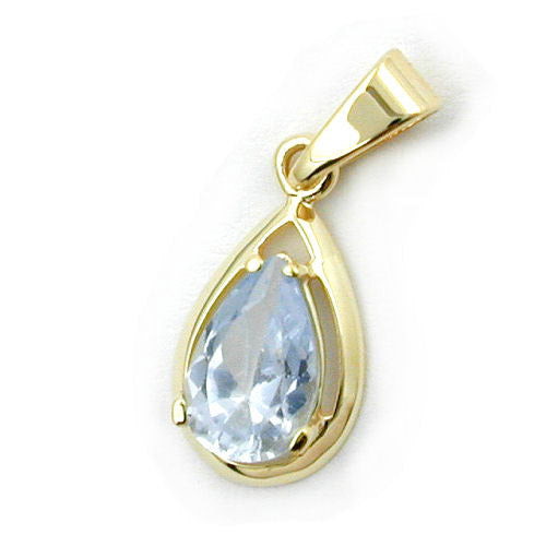 Anhänger Tropfen aqua Gold 375