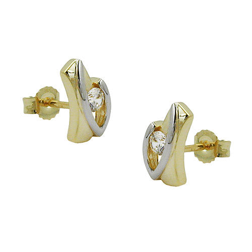 Ohrstecker bicolor mit Zirkonia Gold 375
