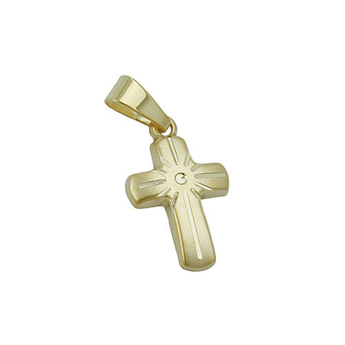 Anhänger kleines Kreuz matt Gold 375