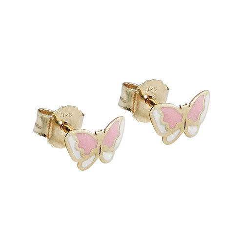 Ohrstecker Schmetterling rosa Gold 375