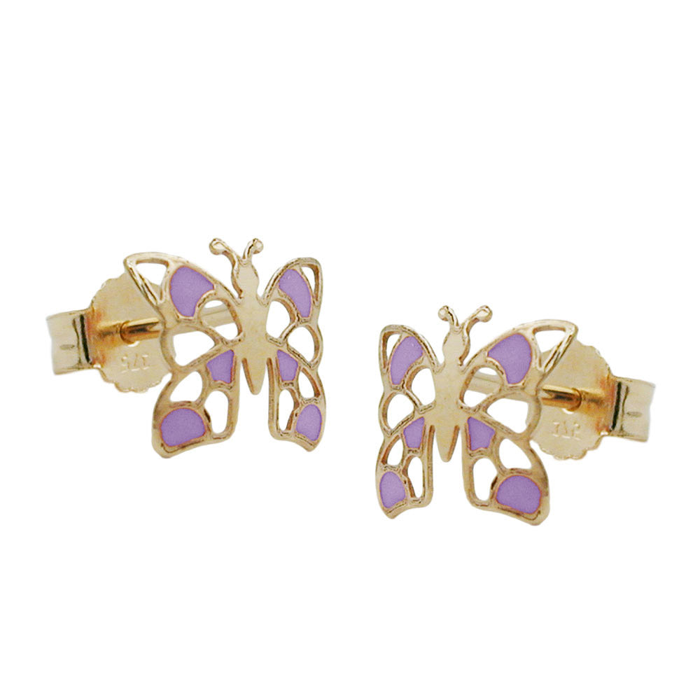 Ohrstecker Schmetterling lila Gold 375