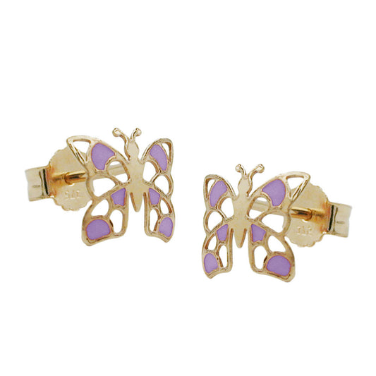 Ohrstecker Schmetterling lila Gold 375