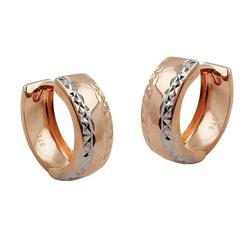 Creolen bicolor diamantiert 9Kt Rotgold