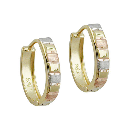 Creolen tricolor diamantiert Gold 375