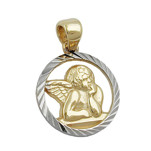 Anhänger Engelmotiv bicolor Gold 375