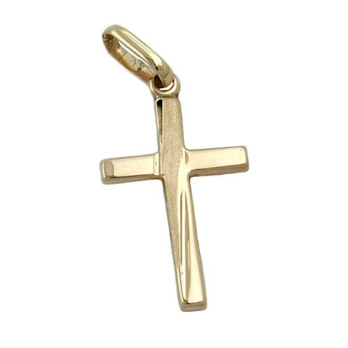 Anhänger Kreuz matt-diamantiert Gold 375