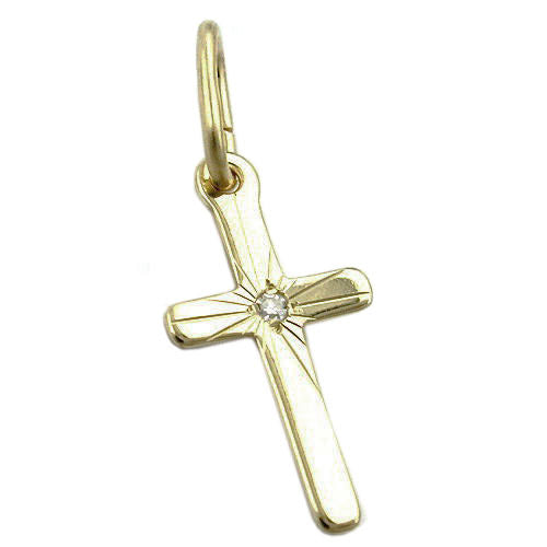Anhänger 17x9mm Kreuz mit Brillant diamantiert Gold 333