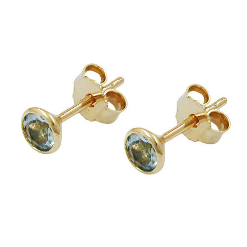 Ohrstecker 4mm synthetischer Aquamarin Gold 333