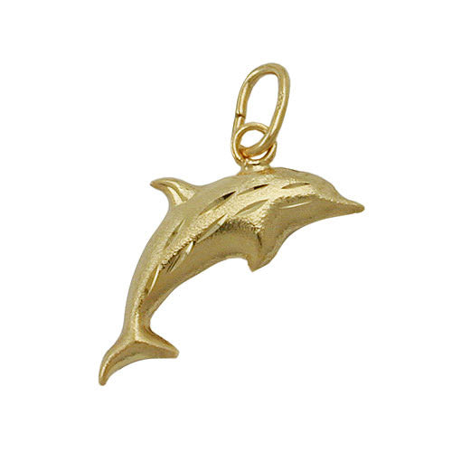 Anhänger Delfin matt Gold 333