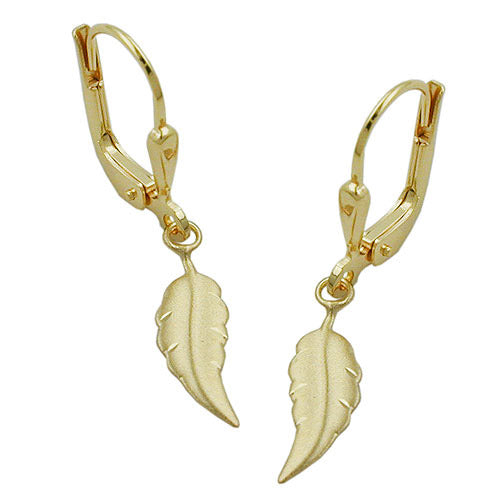 Ohrringe Brisur Blatt matt-diamantiert Gold 333