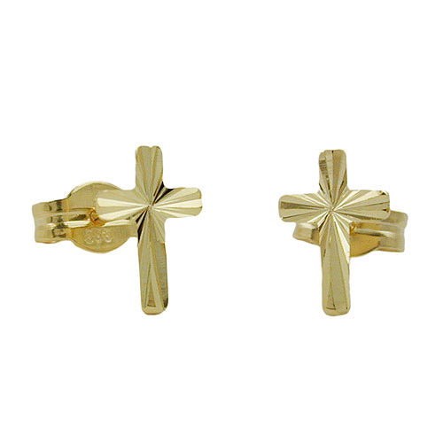 Ohrstecker Kreuz glänzend diamantiert Gold 333