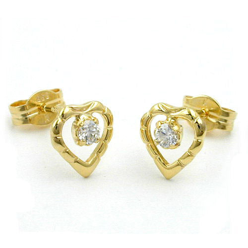 Ohrstecker Herz mit Zirkonia Gold 333
