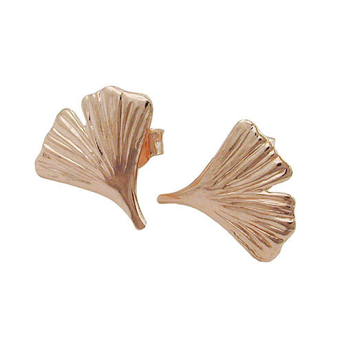 Ohrstecker 12mm Ginkgoblatt 9Kt Rotgold