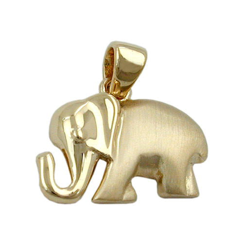 Anhänger Elefant matt-glänzend Gold 375