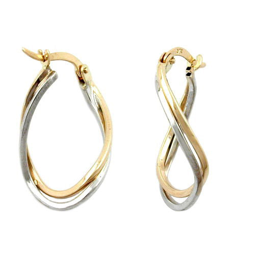 Creolen bicolor teil-rhodiniert Gold 375