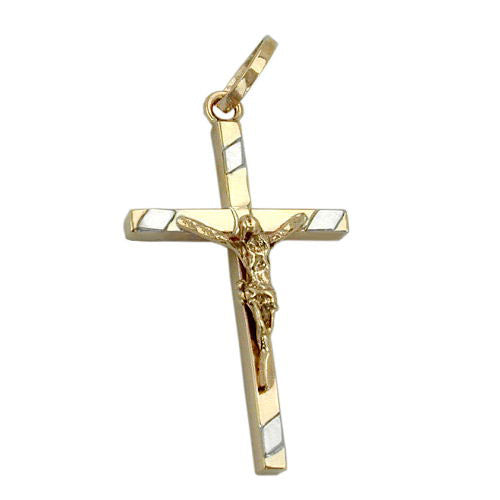Anhänger Kreuz-Jesus bicolor Gold 375