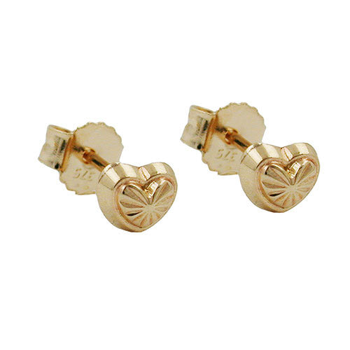 Ohrstecker Herz mit Muster Gold 375