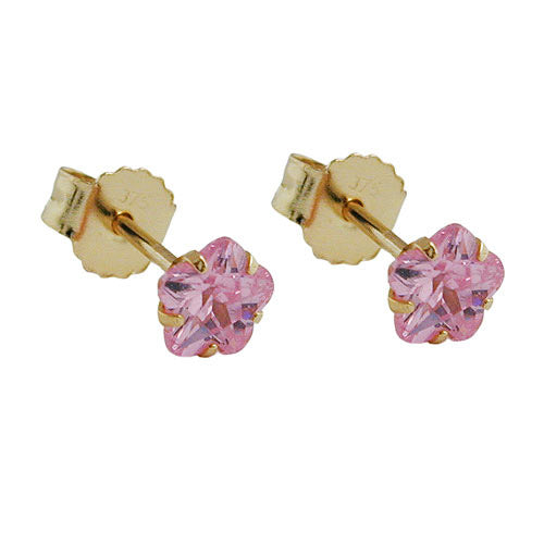 Ohrstecker Blume Zirkonia pink Gold 375