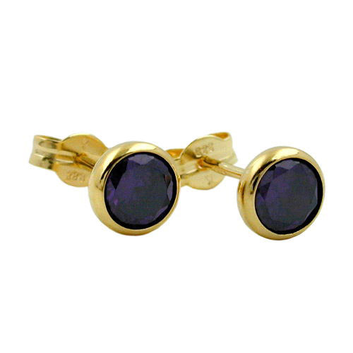 Ohrstecker 5mm Zirkonia amethyst-gefärbt Gold 333