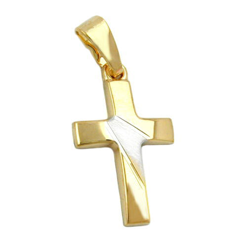 Anhänger Kreuz bicolor Gold 375