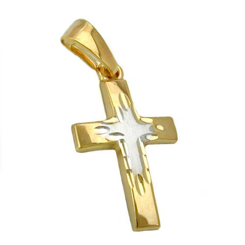 Anhänger Kreuz bicolor Gold 375