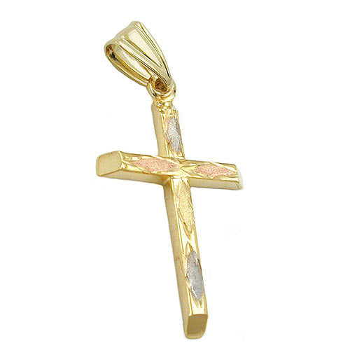 Anhänger Kreuz tricolor Gold 375