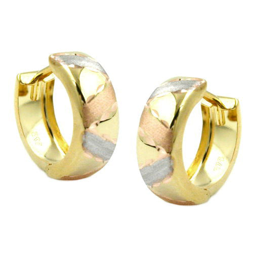 Creolen tricolor diamantiert Gold 375