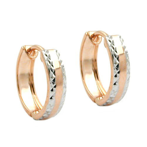 Creolen bicolor diamantiert 9Kt Rotgold