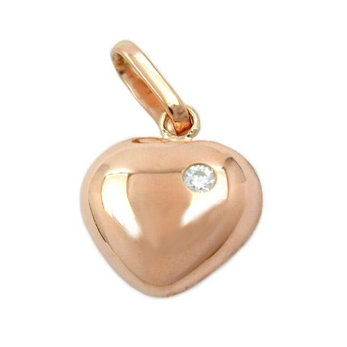 Anhänger Herz mit Zirkonia 9Kt Rotgold