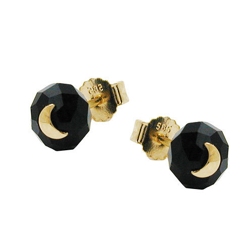 Ohrstecker Glas-schwarz Mond Gold 585