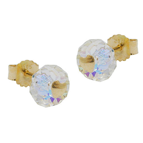 Ohrstecker Glas-krist-weiß Herz Gold 585