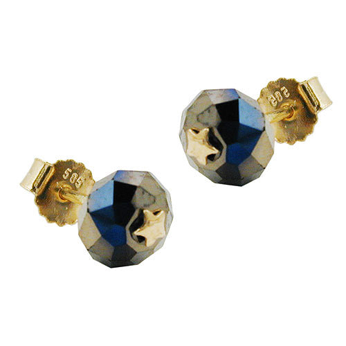 Ohrstecker schwarz-ton Stern Gold 585