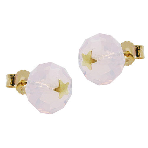 Ohrstecker Glas-rosa-pink Stern Gold 585